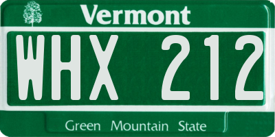 VT license plate WHX212