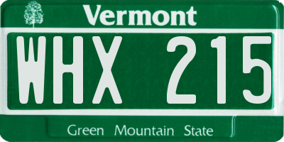VT license plate WHX215