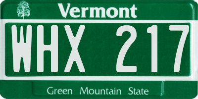 VT license plate WHX217