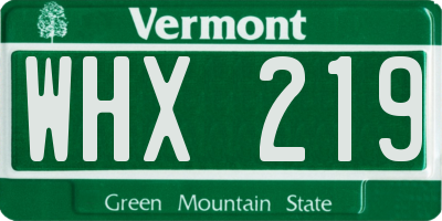 VT license plate WHX219