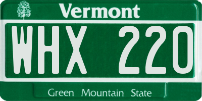 VT license plate WHX220