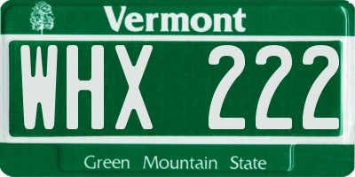 VT license plate WHX222