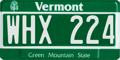 VT license plate WHX224