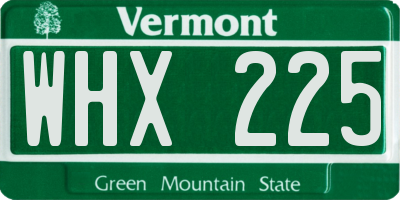 VT license plate WHX225