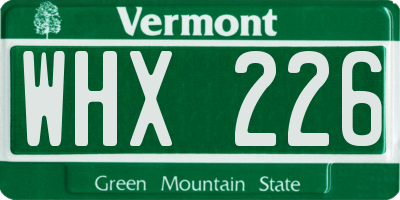 VT license plate WHX226