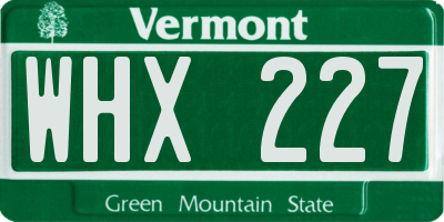 VT license plate WHX227