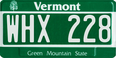 VT license plate WHX228