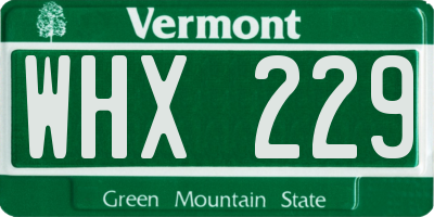 VT license plate WHX229