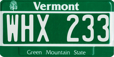 VT license plate WHX233