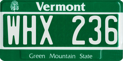 VT license plate WHX236