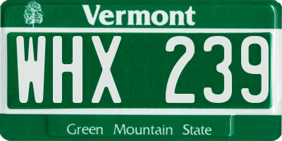 VT license plate WHX239