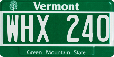 VT license plate WHX240
