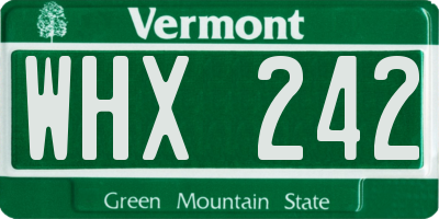 VT license plate WHX242