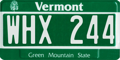 VT license plate WHX244