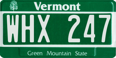 VT license plate WHX247