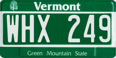 VT license plate WHX249