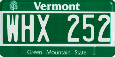 VT license plate WHX252
