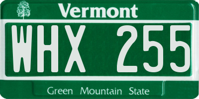 VT license plate WHX255