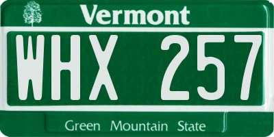 VT license plate WHX257