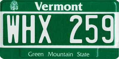 VT license plate WHX259