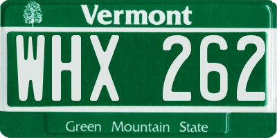 VT license plate WHX262