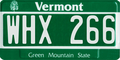 VT license plate WHX266