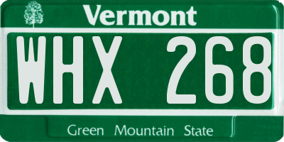 VT license plate WHX268