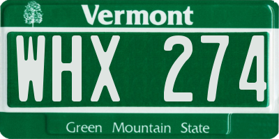 VT license plate WHX274