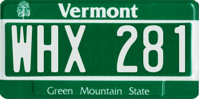 VT license plate WHX281
