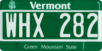 VT license plate WHX282