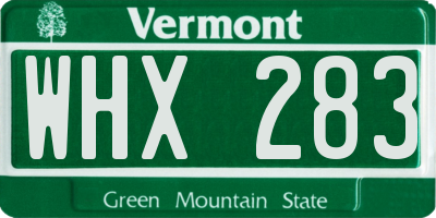 VT license plate WHX283