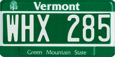 VT license plate WHX285