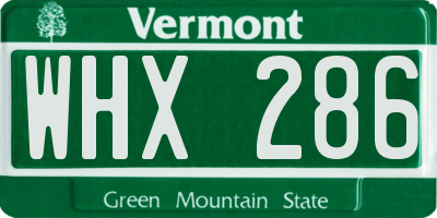 VT license plate WHX286