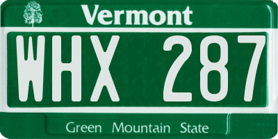 VT license plate WHX287