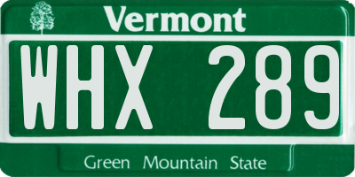 VT license plate WHX289