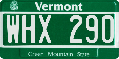 VT license plate WHX290
