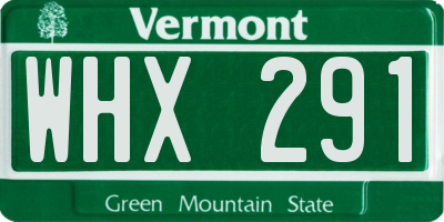 VT license plate WHX291