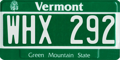 VT license plate WHX292