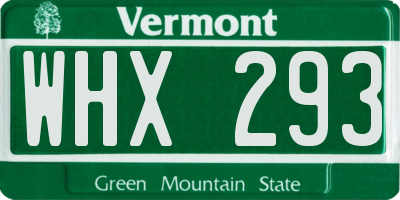 VT license plate WHX293