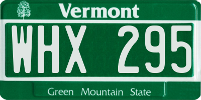 VT license plate WHX295