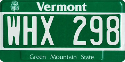 VT license plate WHX298