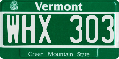 VT license plate WHX303