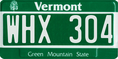 VT license plate WHX304