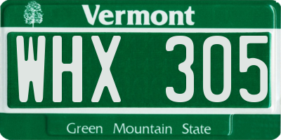 VT license plate WHX305
