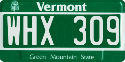 VT license plate WHX309