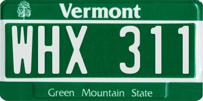VT license plate WHX311