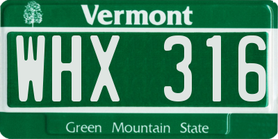 VT license plate WHX316