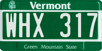 VT license plate WHX317