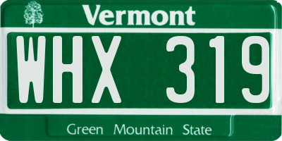 VT license plate WHX319