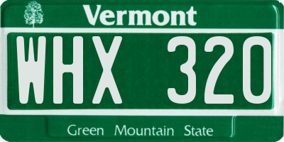 VT license plate WHX320